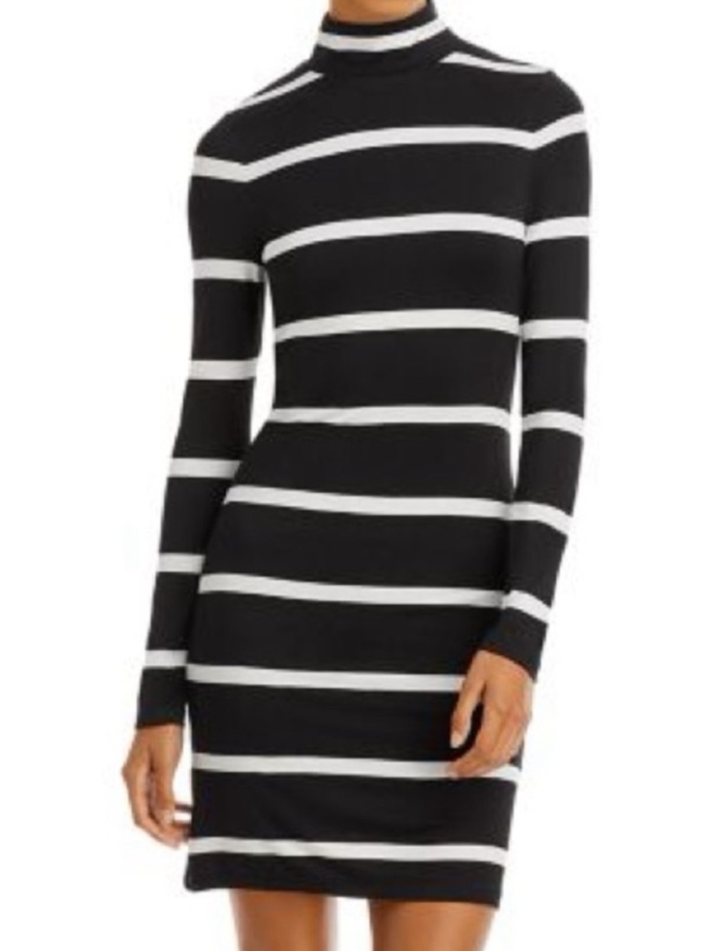 Alice + Olivia Sz 4 Black & White Striped Long Sleeve Turtleneck Dress